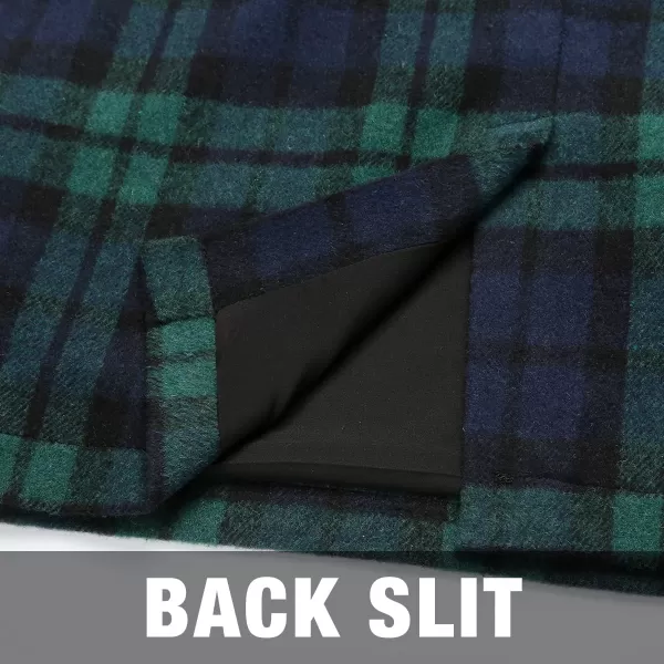IDEALSANXUN Midi Plaid Skirts for Women 2023 Fall Winter Knee Length Pencil Wool Skirt with SlitGreen
