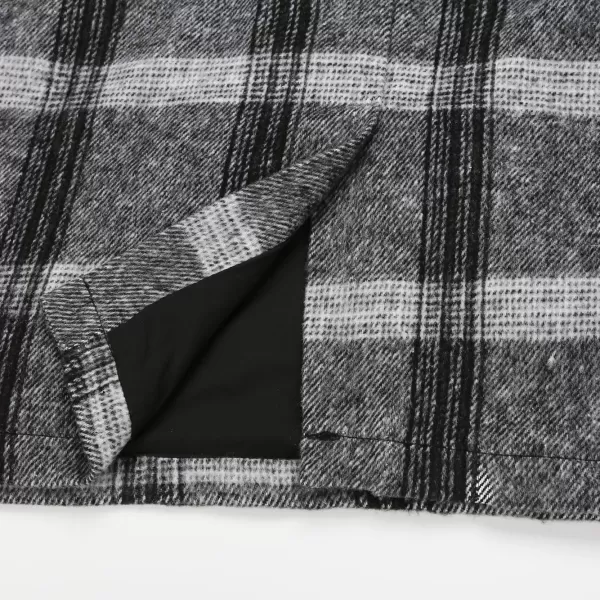 IDEALSANXUN Midi Plaid Skirts for Women 2023 Fall Winter Knee Length Pencil Wool Skirt with SlitGrey