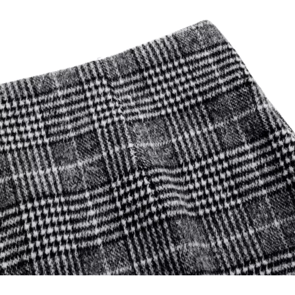 IDEALSANXUN Midi Plaid Skirts for Women 2023 Fall Winter Knee Length Pencil Wool Skirt with SlitGrid Black