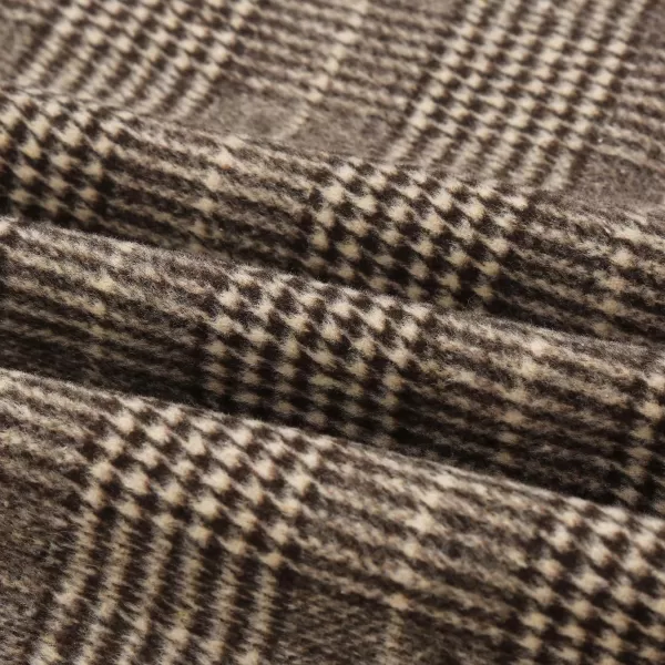 IDEALSANXUN Midi Plaid Skirts for Women 2023 Fall Winter Knee Length Pencil Wool Skirt with SlitGrid Coffee