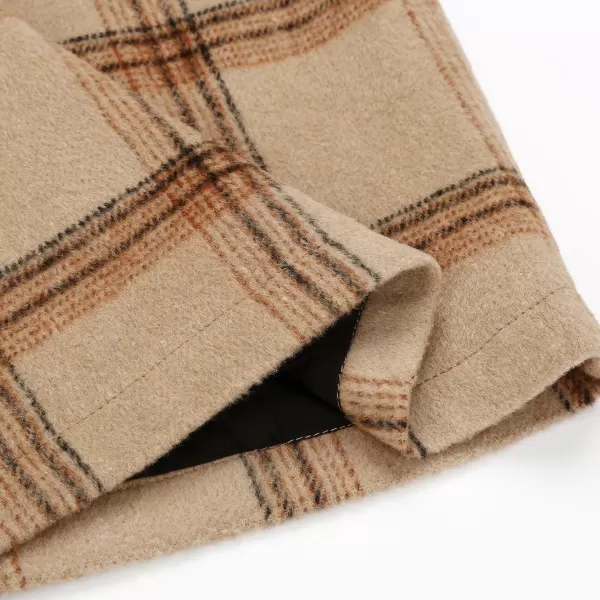 IDEALSANXUN Midi Plaid Skirts for Women 2023 Fall Winter Knee Length Pencil Wool Skirt with SlitKhaki