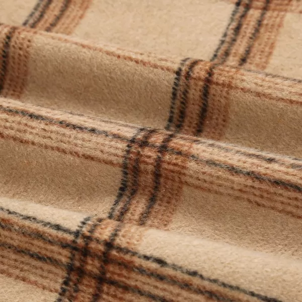 IDEALSANXUN Midi Plaid Skirts for Women 2023 Fall Winter Knee Length Pencil Wool Skirt with SlitKhaki