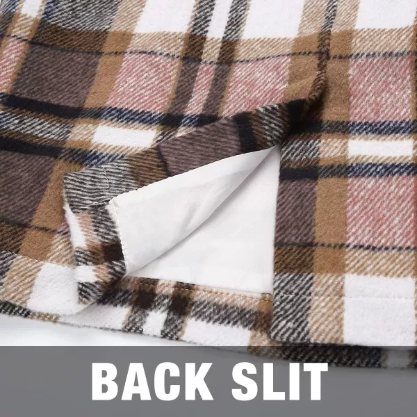 IDEALSANXUN Midi Plaid Skirts for Women 2023 Fall Winter Knee Length Pencil Wool Skirt with SlitPink