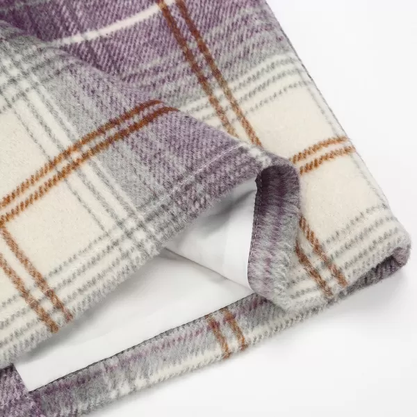 IDEALSANXUN Midi Plaid Skirts for Women 2023 Fall Winter Knee Length Pencil Wool Skirt with SlitPurple