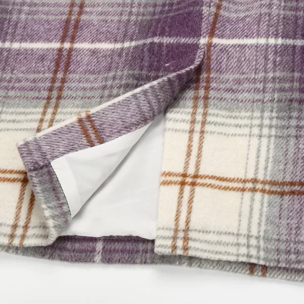 IDEALSANXUN Midi Plaid Skirts for Women 2023 Fall Winter Knee Length Pencil Wool Skirt with SlitPurple