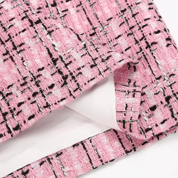 IDEALSANXUN Midi Plaid Skirts for Women 2023 Fall Winter Knee Length Pencil Wool Skirt with SlitTweed Pink New