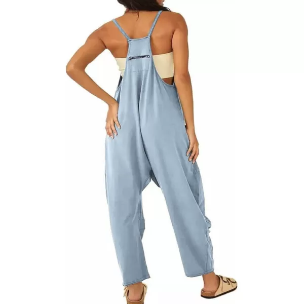 IDEALSANXUN Sleeveless Jumpsuits for Women Casual Cotton Overalls Rompers 20234light Blue