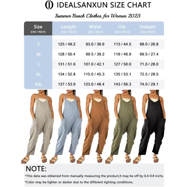 IDEALSANXUN Sleeveless Jumpsuits for Women Casual Cotton Overalls Rompers 2023Dark Grey