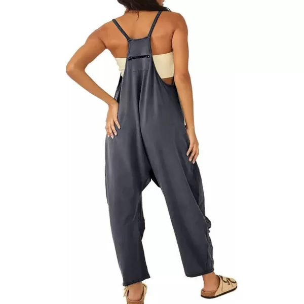 IDEALSANXUN Sleeveless Jumpsuits for Women Casual Cotton Overalls Rompers 2023Dark Grey