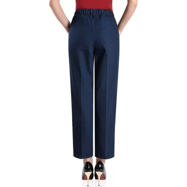 IDEALSANXUN Womens Elastic Waist Embroidery Pull On JeansI2 Red Flowers