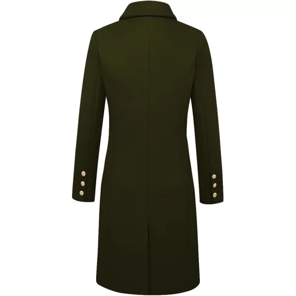 IDEALSANXUN Womens Fall Winter Wool Coats Double Breasted Midi Peacoat Trench CoatsArmy