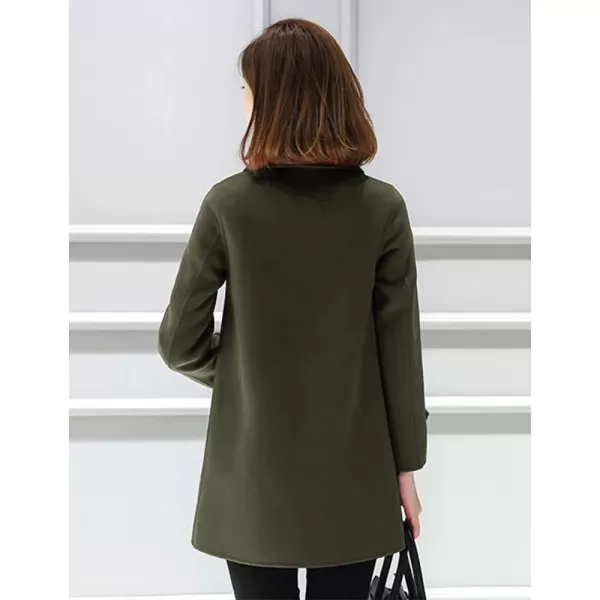 IDEALSANXUN Womens Fall Winter Wool Coats Double Breasted Midi Peacoat Trench CoatsArmy