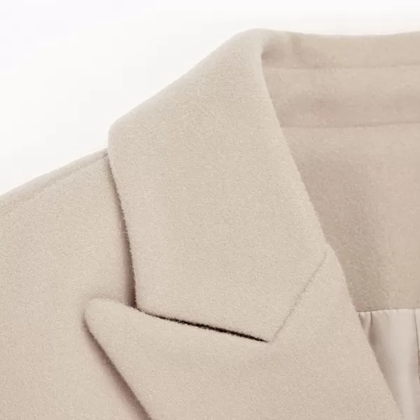 IDEALSANXUN Womens Fall Winter Wool Coats Double Breasted Midi Peacoat Trench CoatsBeige