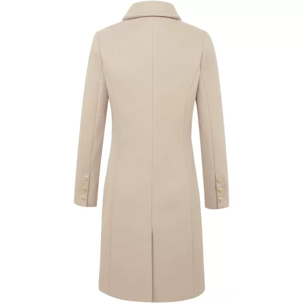 IDEALSANXUN Womens Fall Winter Wool Coats Double Breasted Midi Peacoat Trench CoatsBeige