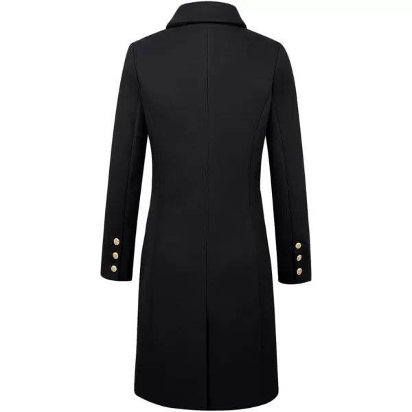 IDEALSANXUN Womens Fall Winter Wool Coats Double Breasted Midi Peacoat Trench CoatsBlack 01