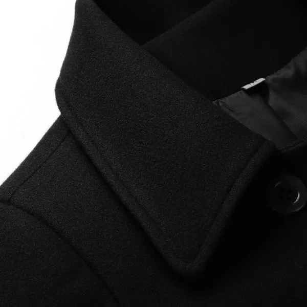 IDEALSANXUN Womens Fall Winter Wool Coats Double Breasted Midi Peacoat Trench CoatsBlack