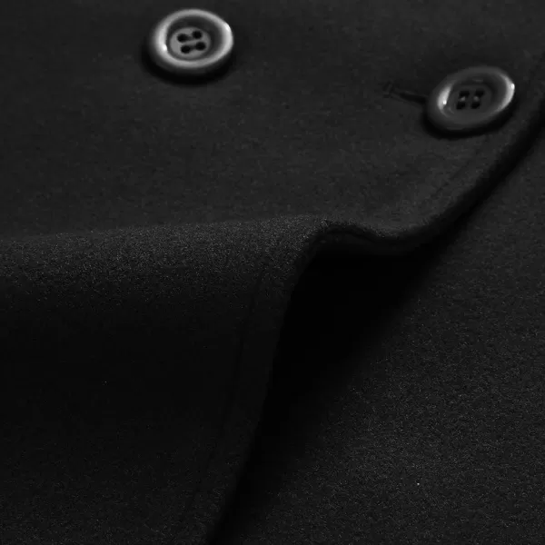 IDEALSANXUN Womens Fall Winter Wool Coats Double Breasted Midi Peacoat Trench CoatsBlack