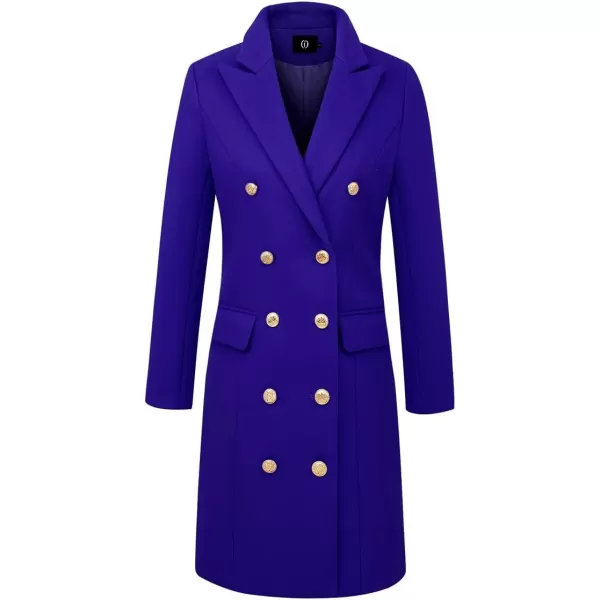 IDEALSANXUN Womens Fall Winter Wool Coats Double Breasted Midi Peacoat Trench CoatsBlue