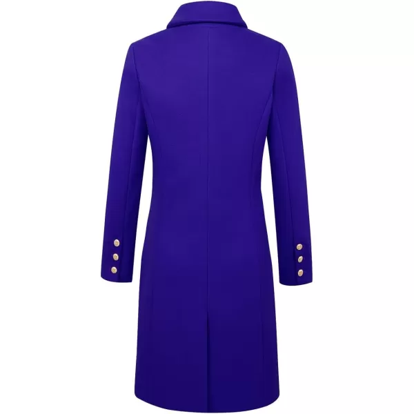 IDEALSANXUN Womens Fall Winter Wool Coats Double Breasted Midi Peacoat Trench CoatsBlue