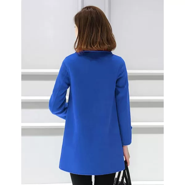IDEALSANXUN Womens Fall Winter Wool Coats Double Breasted Midi Peacoat Trench CoatsBlue