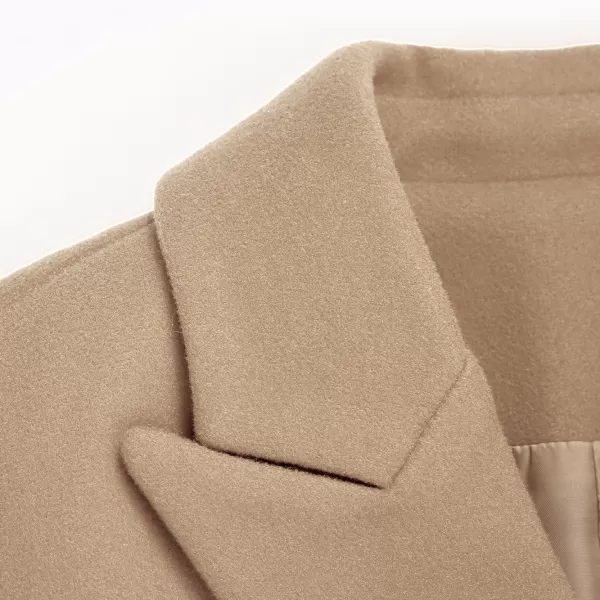 IDEALSANXUN Womens Fall Winter Wool Coats Double Breasted Midi Peacoat Trench CoatsCamel