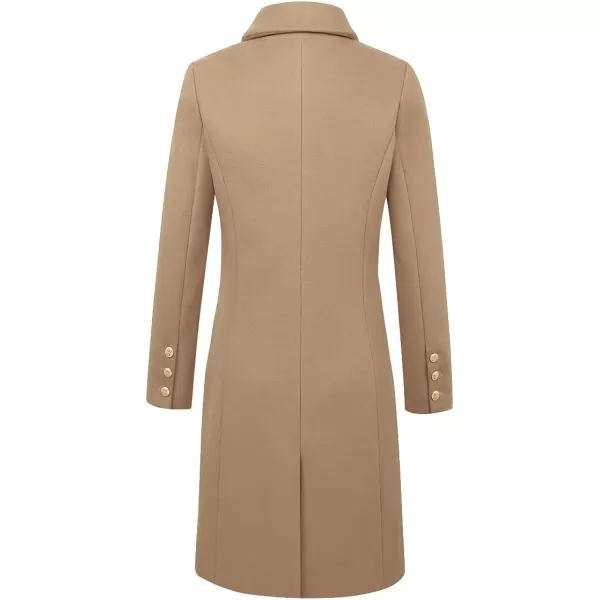 IDEALSANXUN Womens Fall Winter Wool Coats Double Breasted Midi Peacoat Trench CoatsCamel