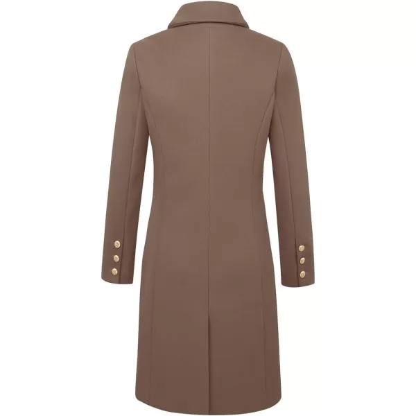 IDEALSANXUN Womens Fall Winter Wool Coats Double Breasted Midi Peacoat Trench CoatsKhaki