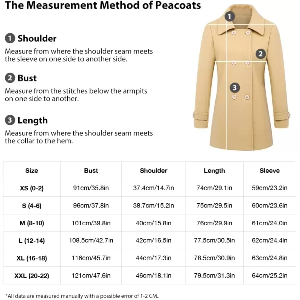 IDEALSANXUN Womens Fall Winter Wool Coats Double Breasted Midi Peacoat Trench CoatsKhaki