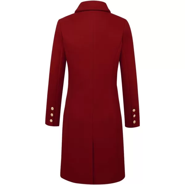 IDEALSANXUN Womens Fall Winter Wool Coats Double Breasted Midi Peacoat Trench CoatsMaple Red