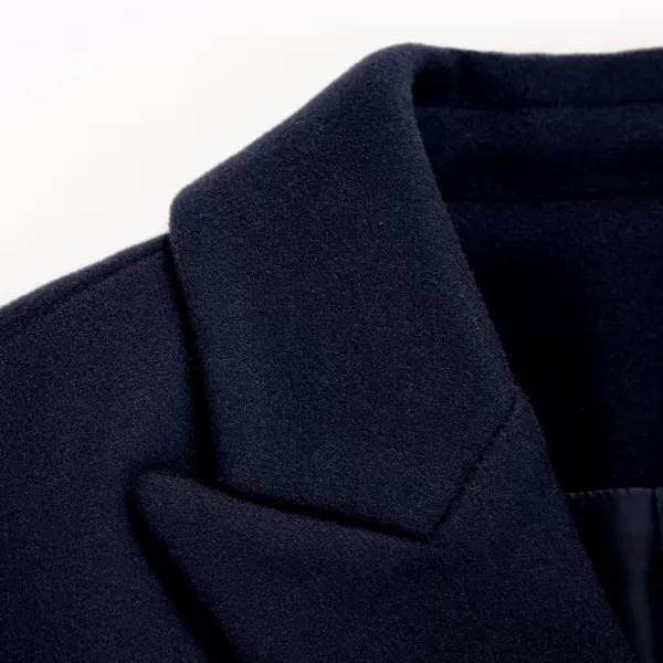 IDEALSANXUN Womens Fall Winter Wool Coats Double Breasted Midi Peacoat Trench CoatsNavy