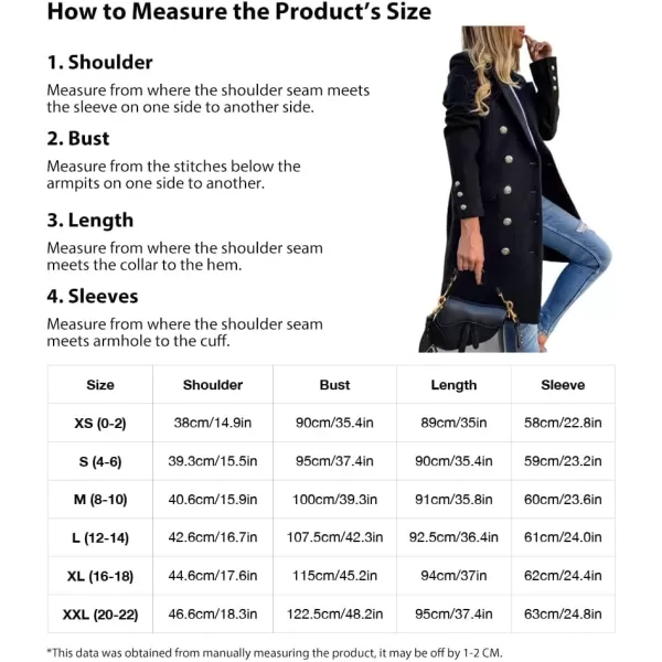 IDEALSANXUN Womens Fall Winter Wool Coats Double Breasted Midi Peacoat Trench CoatsNavy