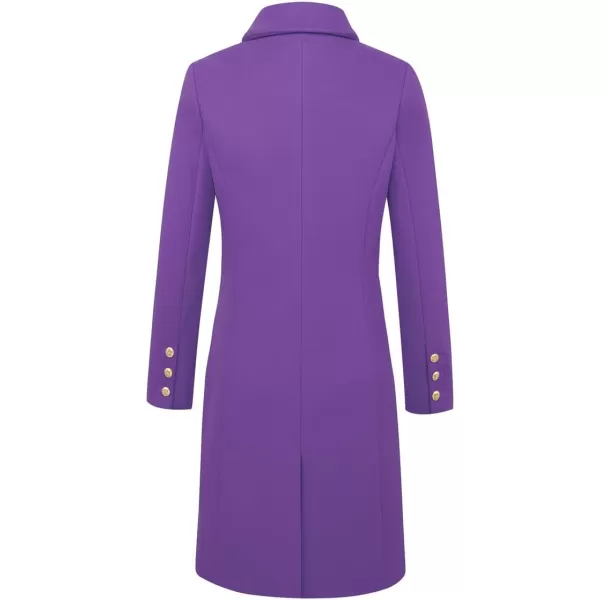 IDEALSANXUN Womens Fall Winter Wool Coats Double Breasted Midi Peacoat Trench CoatsPurple