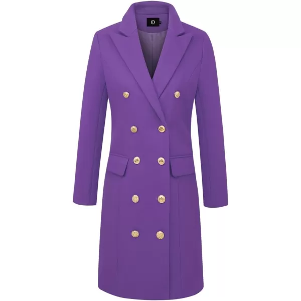 IDEALSANXUN Womens Fall Winter Wool Coats Double Breasted Midi Peacoat Trench CoatsPurple