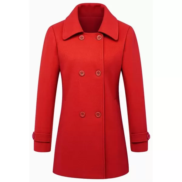 IDEALSANXUN Womens Fall Winter Wool Coats Double Breasted Midi Peacoat Trench CoatsRed 01