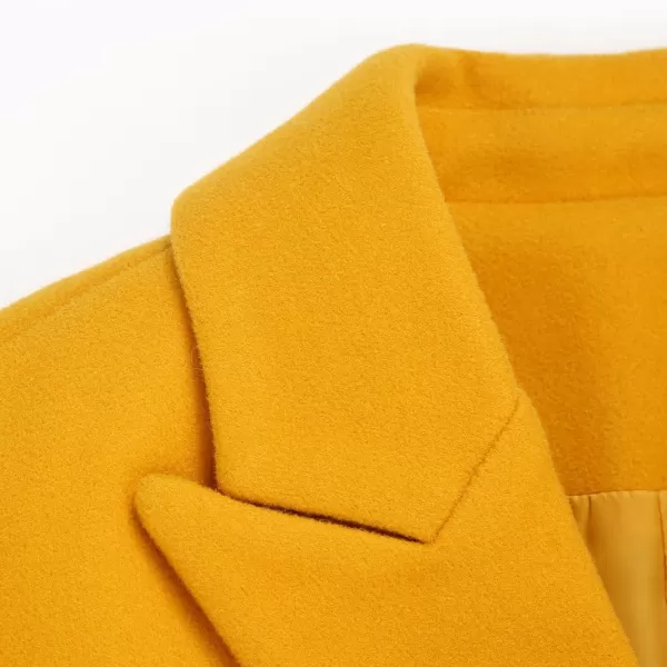 IDEALSANXUN Womens Fall Winter Wool Coats Double Breasted Midi Peacoat Trench CoatsYellow