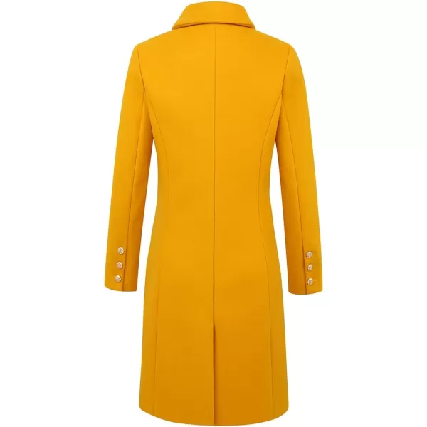 IDEALSANXUN Womens Fall Winter Wool Coats Double Breasted Midi Peacoat Trench CoatsYellow