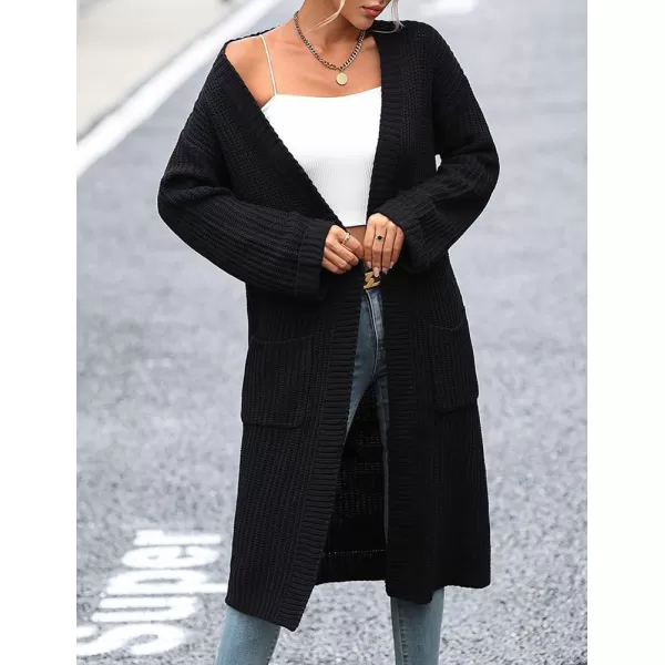 IDEALSANXUN Womens Oversized Sweater V Neck Long Sleeve Fall Winter 2023 Trendy Loose Long Cardigan Jacket CoatBlack