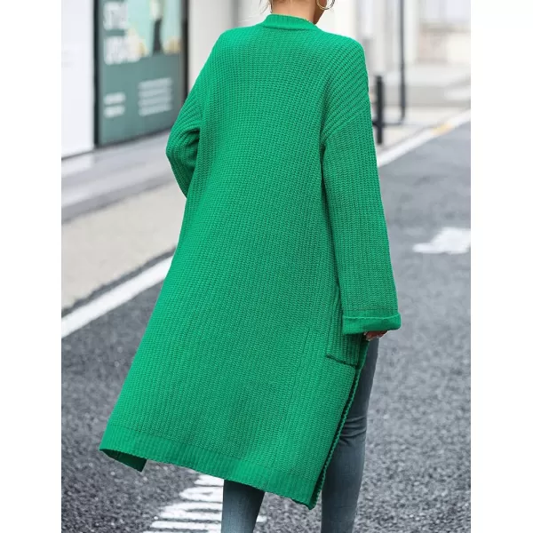 IDEALSANXUN Womens Oversized Sweater V Neck Long Sleeve Fall Winter 2023 Trendy Loose Long Cardigan Jacket CoatGreen