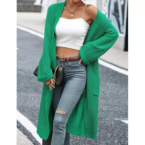 IDEALSANXUN Womens Oversized Sweater V Neck Long Sleeve Fall Winter 2023 Trendy Loose Long Cardigan Jacket CoatGreen