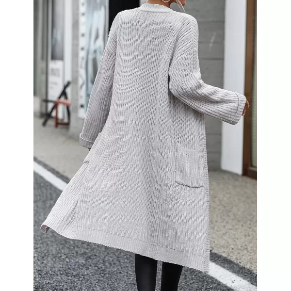 IDEALSANXUN Womens Oversized Sweater V Neck Long Sleeve Fall Winter 2023 Trendy Loose Long Cardigan Jacket CoatGrey