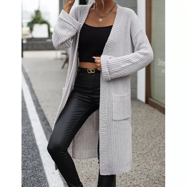 IDEALSANXUN Womens Oversized Sweater V Neck Long Sleeve Fall Winter 2023 Trendy Loose Long Cardigan Jacket CoatGrey