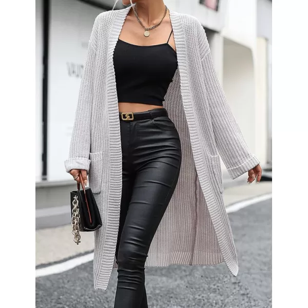 IDEALSANXUN Womens Oversized Sweater V Neck Long Sleeve Fall Winter 2023 Trendy Loose Long Cardigan Jacket CoatGrey