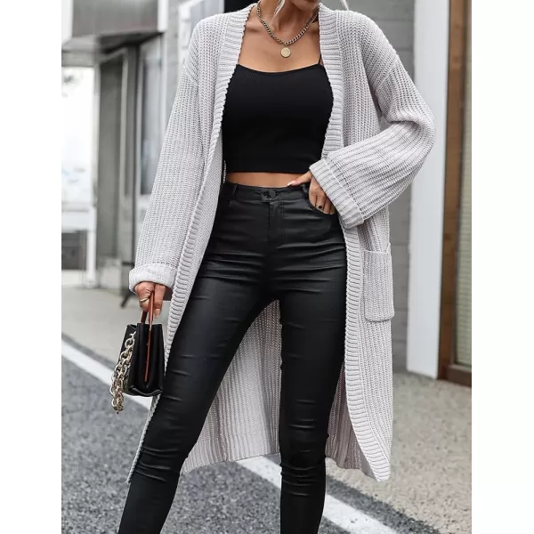 IDEALSANXUN Womens Oversized Sweater V Neck Long Sleeve Fall Winter 2023 Trendy Loose Long Cardigan Jacket CoatGrey