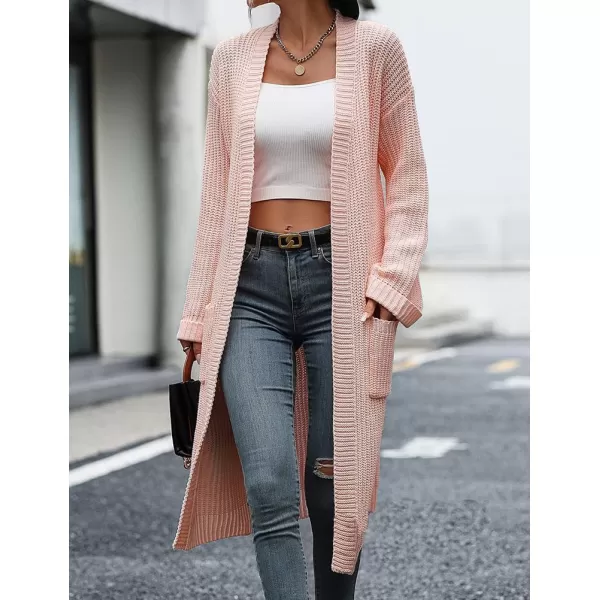 IDEALSANXUN Womens Oversized Sweater V Neck Long Sleeve Fall Winter 2023 Trendy Loose Long Cardigan Jacket CoatPink
