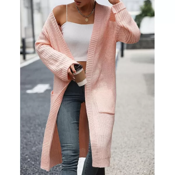 IDEALSANXUN Womens Oversized Sweater V Neck Long Sleeve Fall Winter 2023 Trendy Loose Long Cardigan Jacket CoatPink