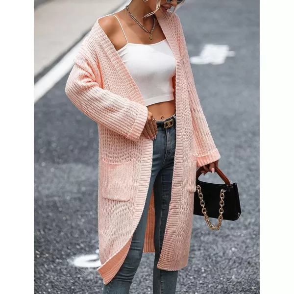IDEALSANXUN Womens Oversized Sweater V Neck Long Sleeve Fall Winter 2023 Trendy Loose Long Cardigan Jacket CoatPink