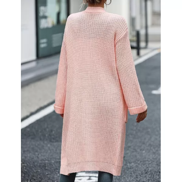 IDEALSANXUN Womens Oversized Sweater V Neck Long Sleeve Fall Winter 2023 Trendy Loose Long Cardigan Jacket CoatPink