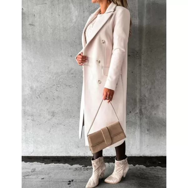 IDEALSANXUN Womens Wool Coat Double Breasted Trench Coat Long Fall Winter ClothesBeige