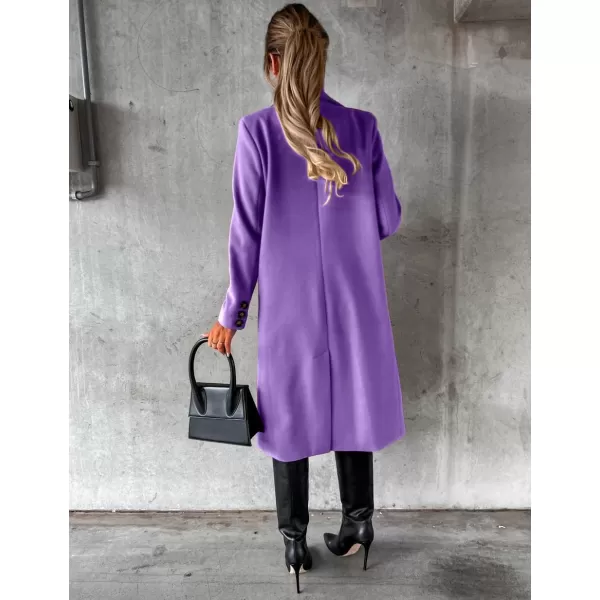 IDEALSANXUN Womens Wool Coat Double Breasted Trench Coat Long Fall Winter ClothesPurple