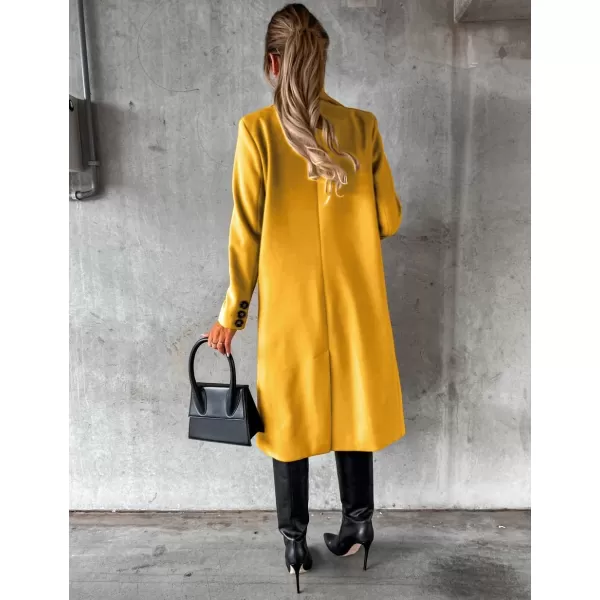 IDEALSANXUN Womens Wool Coat Double Breasted Trench Coat Long Fall Winter ClothesYellow
